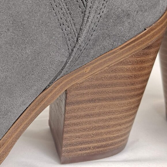 Marc Fisher Gadri 7M Gray Suede Booties Pointed Toe Chunky Heel Pull On NWOT - Picture 9 of 13